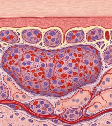 Detailed pathology insights into eosinophilic fasciitis, a rare fibrosing disorder with inflammation of deep fascia and eosinophil infiltration.