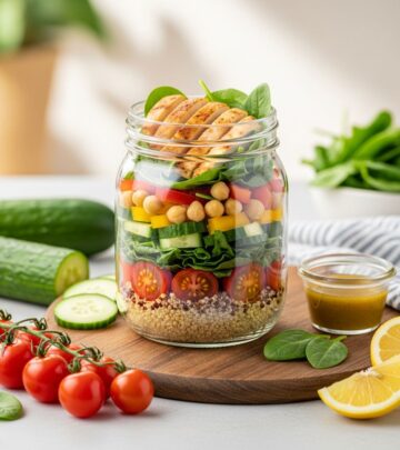 Delicious make-ahead salads that stabilize blood sugar with fiber, protein & healthy fats for easy meal prep.