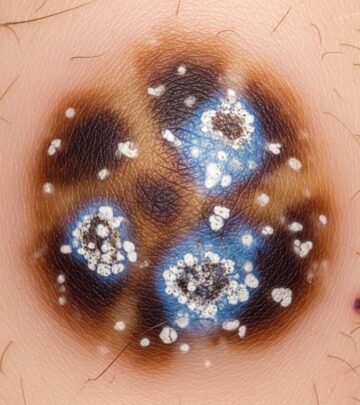 Explore dermoscopic images and clinical insights into combined, halo, cockade, Meyerson, and recurrent naevi for accurate diagnosis.